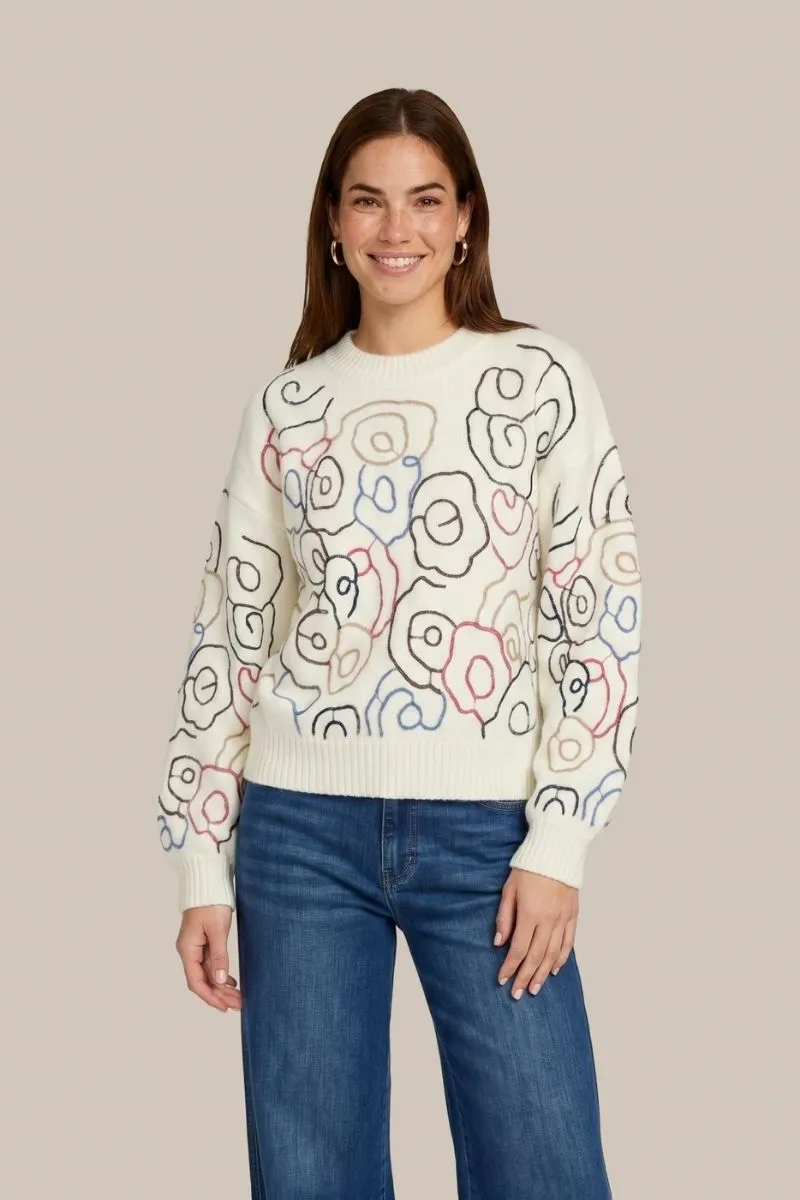 CS The Label Wings Knit Pullover, wollen trui in White/Color Mix